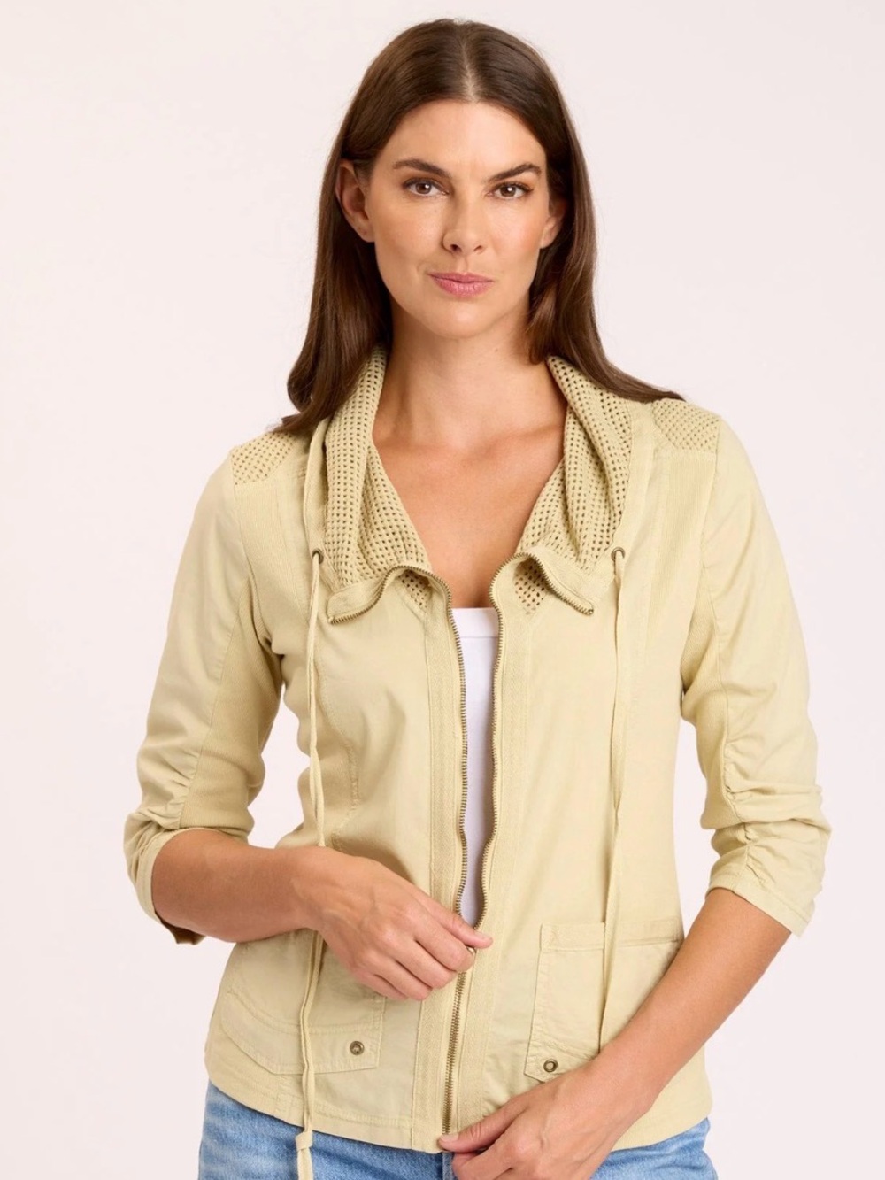 Wearables - xl, Lightweight Hooded Jacket in Light Beige/Sage Green/Yellow-Green